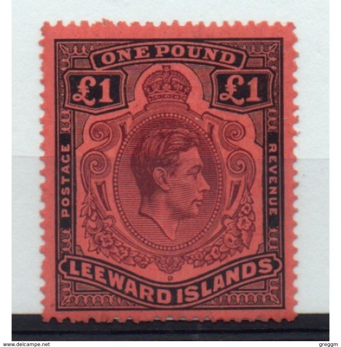 Leeward Islands £1 Brown Purple And Black/Salmon King George VI From The 1938 Definitive Set. - Leeward  Islands