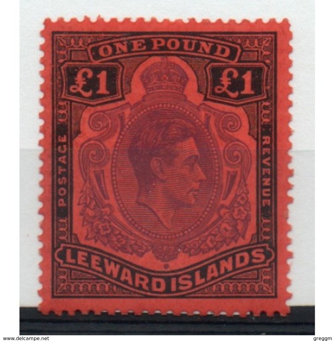 Leeward Islands £1 Purple And Black/Red King George VI From The 1938 Definitive Set. - Leeward  Islands