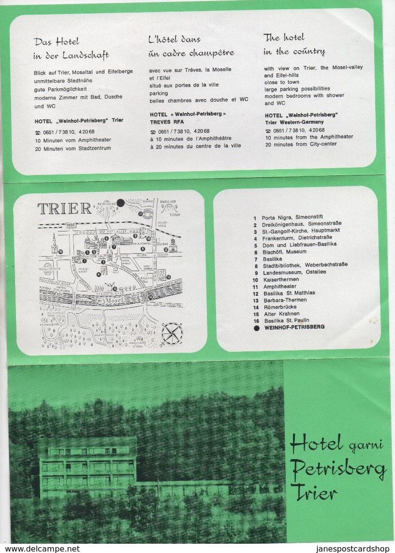 A4 Size Advertising Sheet For HOTEL GARNI PETRISBERG TRIER - GERMANY X 2 - Advertising