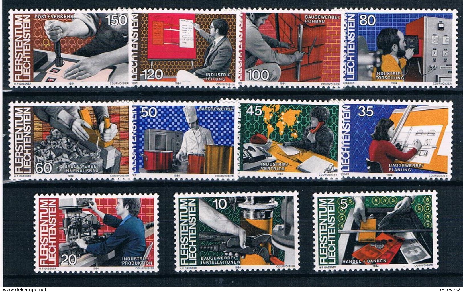 Liechtenstein , 1984 , Metiers , Jobs , Professions , 11 Stamps , Unused , ** - Other & Unclassified