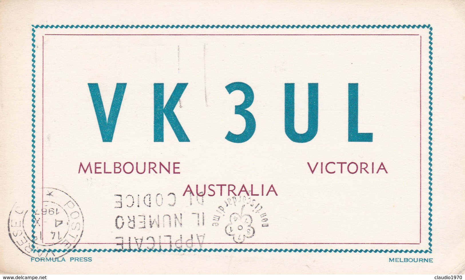 CARTOLINA - POSTCARD - AUSTRALIA - MELBOURNE - VITORIA - RADIO AMATORI - Melbourne