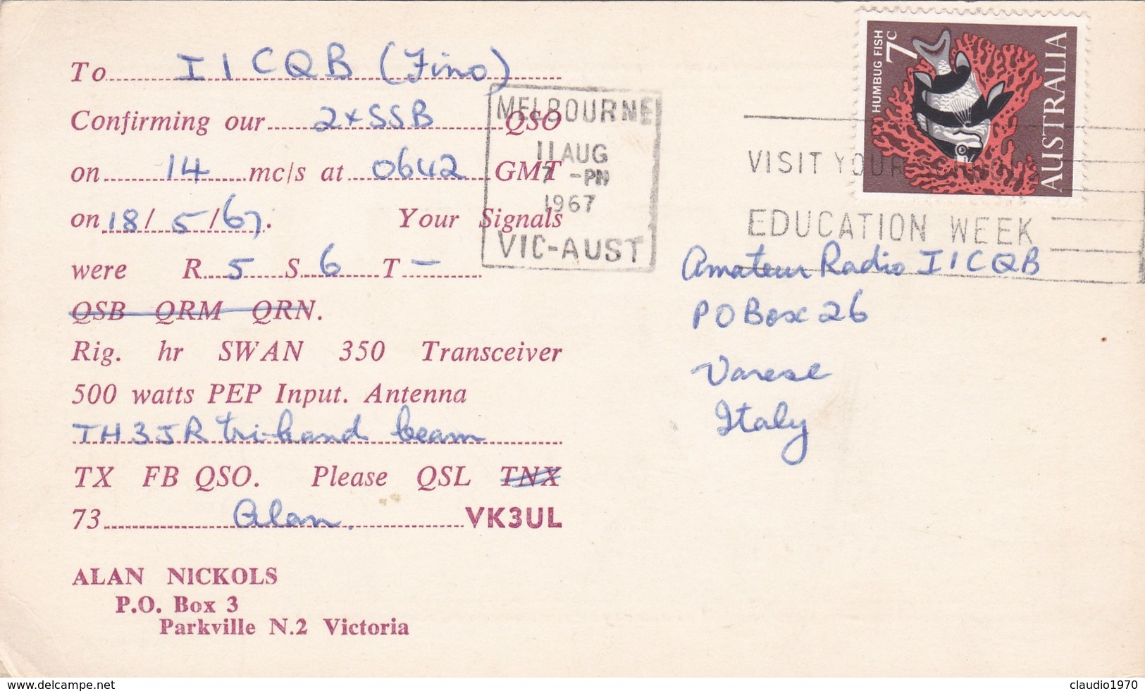 CARTOLINA - POSTCARD - AUSTRALIA - MELBOURNE - VITORIA - RADIO AMATORI - Melbourne