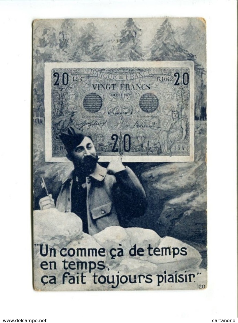 Cp - BILLET DE BANQUE Vingt Francs "Un Comme çà De Temps En Temps ça Fait Toujours Plaisirs" - Coins (pictures)