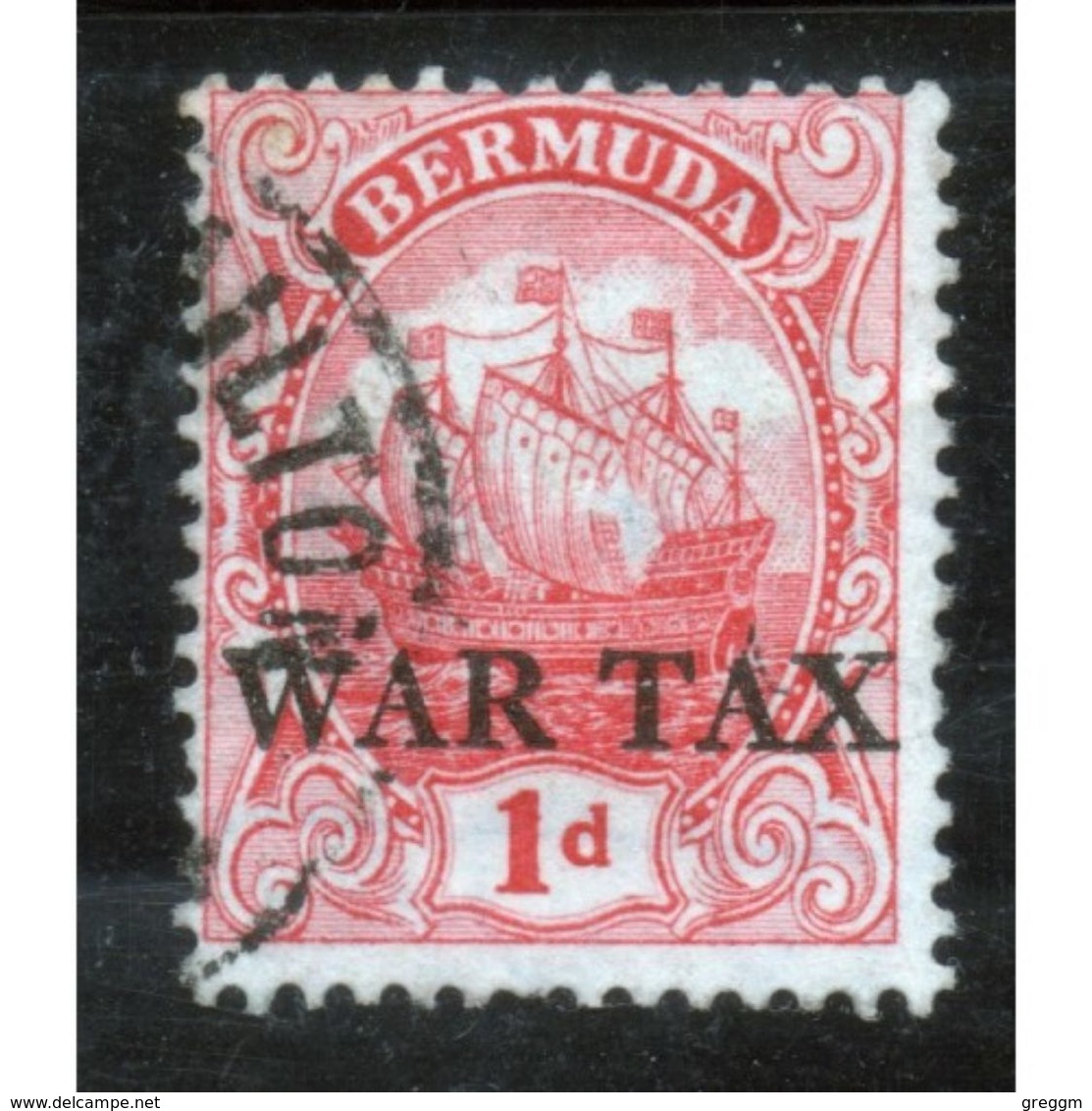 Bermuda 1918 War Tax SG No 56ay 1d Rose Red Inverted And Reversed Watermark. - Bermuda