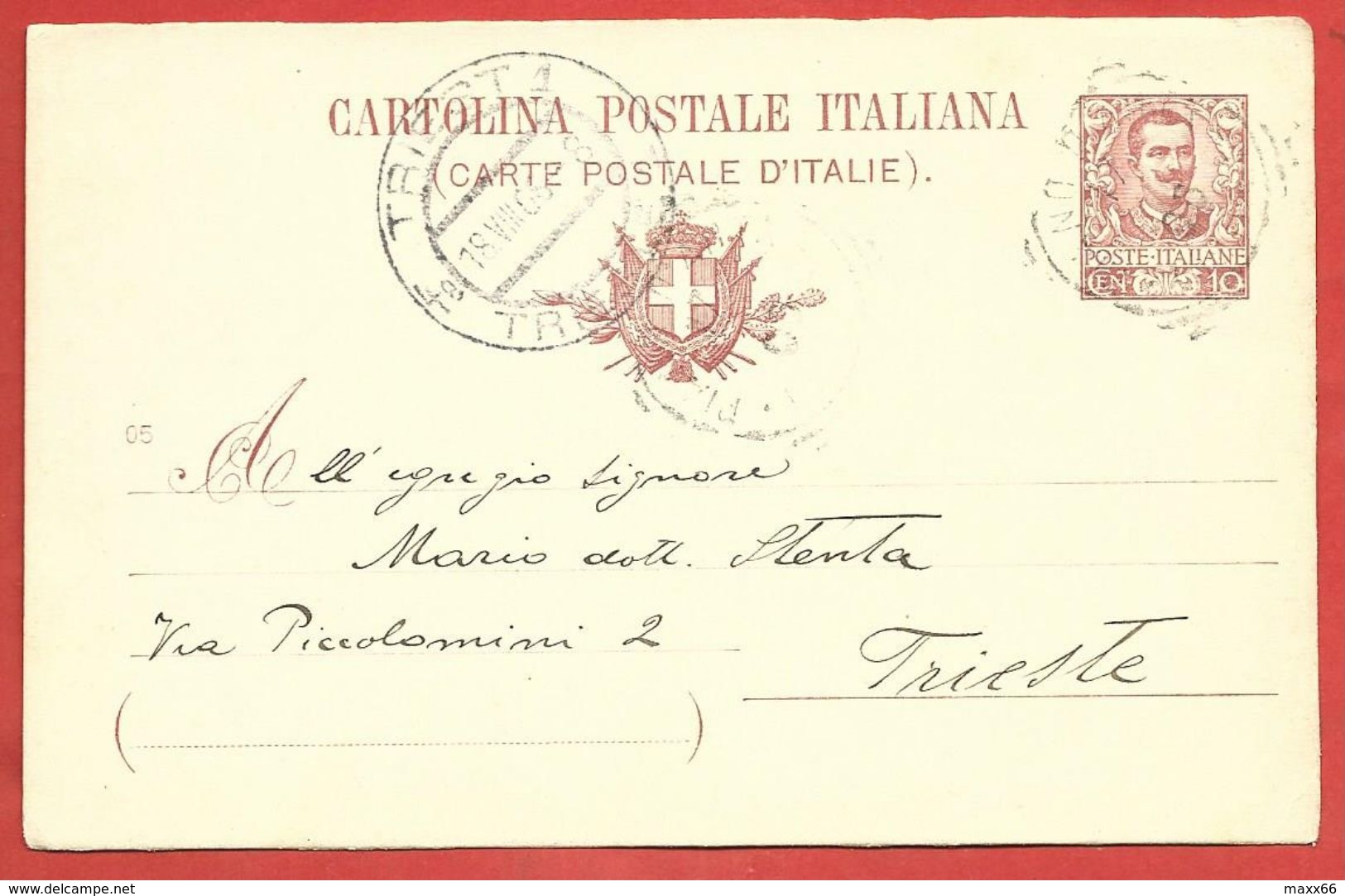 CARTOLINA POSTALE VG ITALIA - Tipo Floreale Vittorio Emanuele III - ANN. 1906 TRIESTE - S. CP30 MILLESIMO 05 - Interi Postali