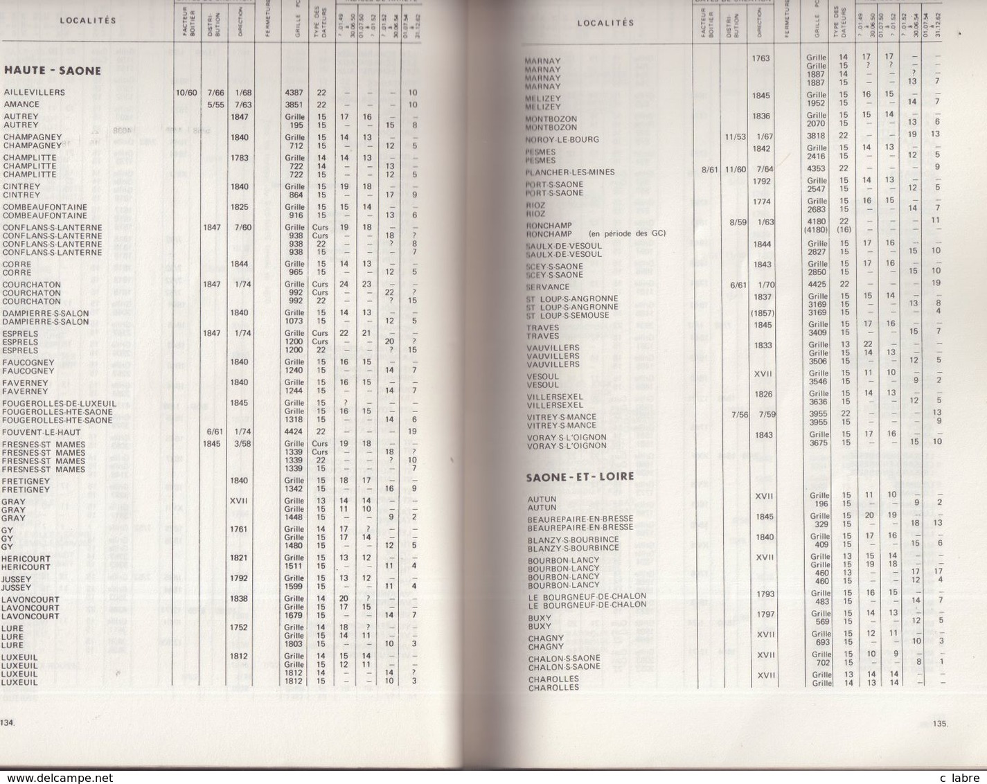 CATALOGUE : DES GRILLE ET PETITS CHIFFRES . DES BUREAUX DE PROVINCE . ( 1849-1862) - France