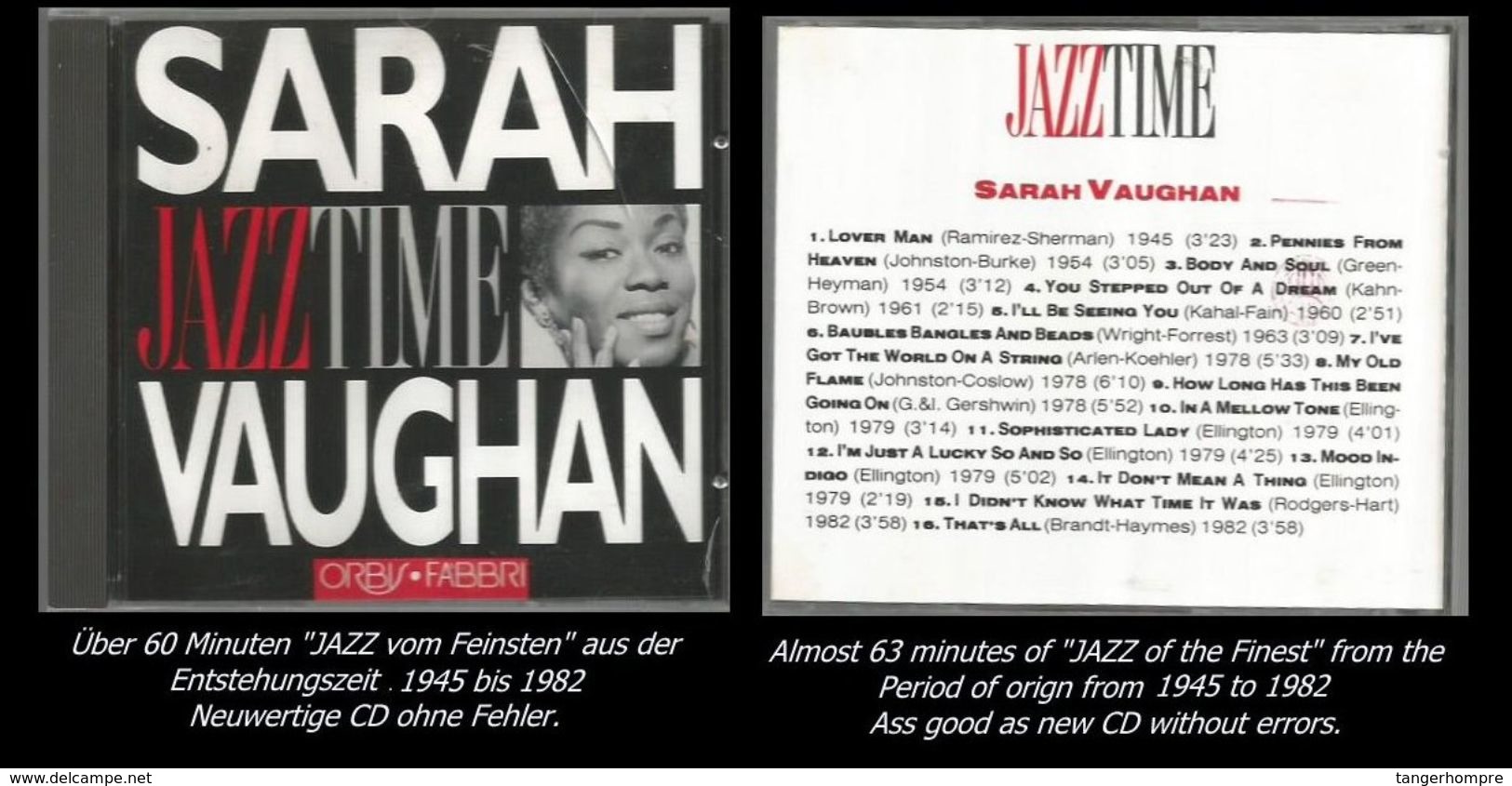 60 Minuten Jazz Von Sahra Vaughan - Jazz Of Finest - From 1945 - 82 - Jazz