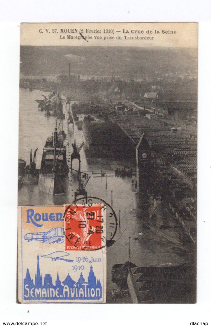 Rouen. 2 Février 1910. Crue De La Seine. Le Marégraphe Vue Prise Du Transbordeur. (2607) - Rouen