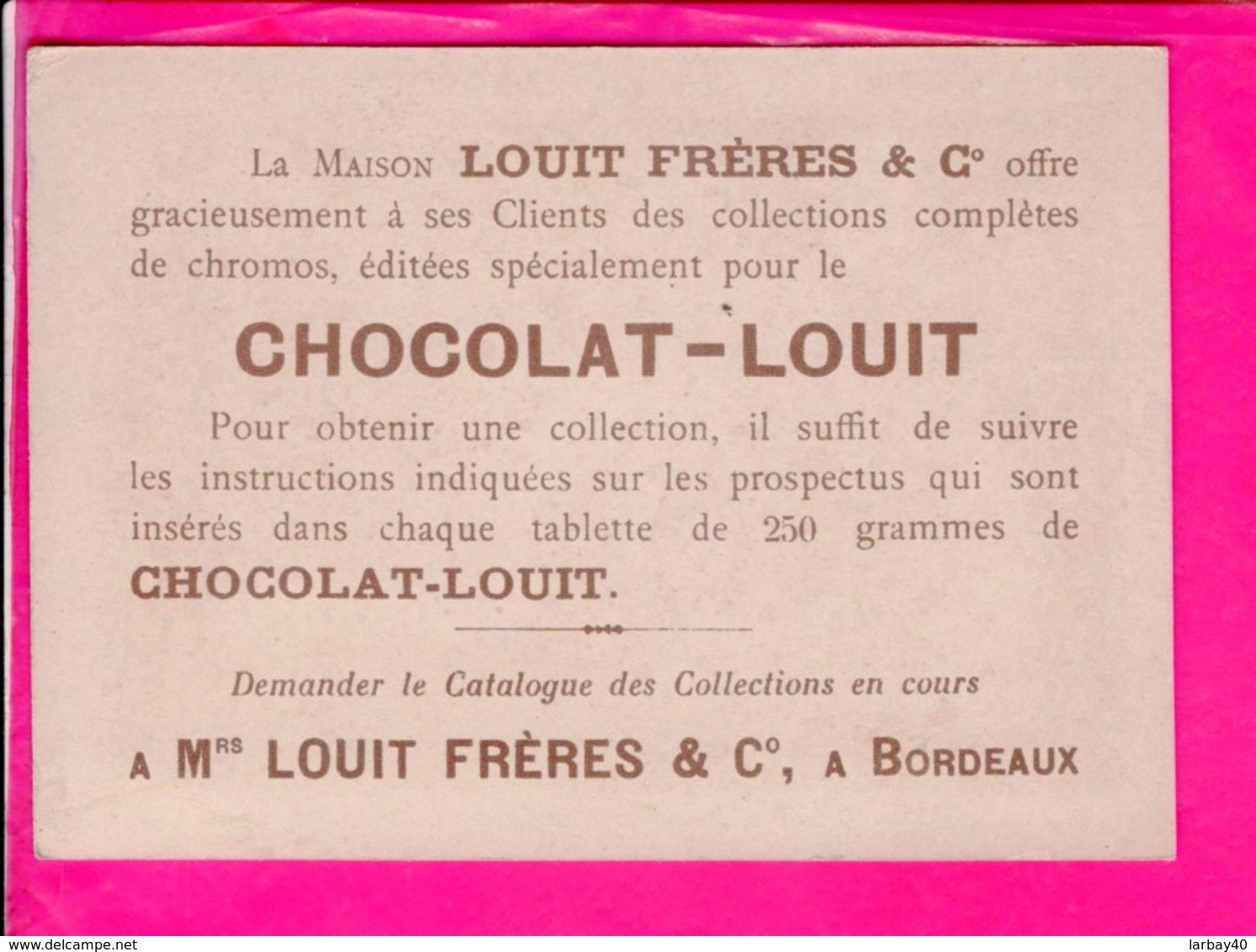 Image 12 X 8,5 Cm Chocolat Louit  Alsace La St Nicolas - Autres & Non Classés