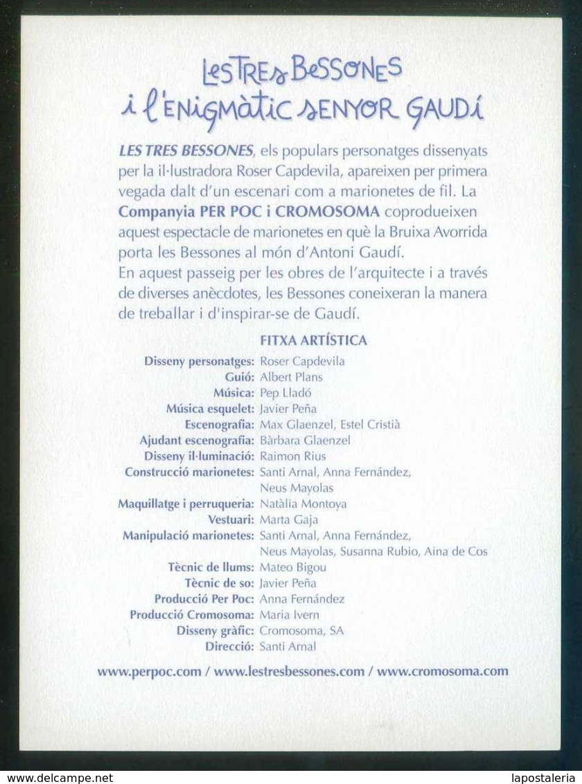 Barcelona. *Club Capitol. Les Tres Bessones I L'enigmàtic Senyor Gaudi. 2002* Dorso Impreso. - Teatro