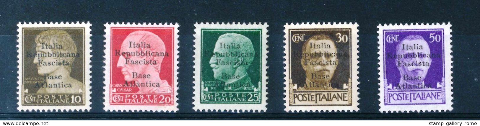 Repubblica Sociale BASE ATLANTICA  ANNO 1943 - POSTA MILITARE S.1 - SASS. 6 + 8/11 - NUOVI GOMMA INTEGRA MNH ** - Local And Autonomous Issues