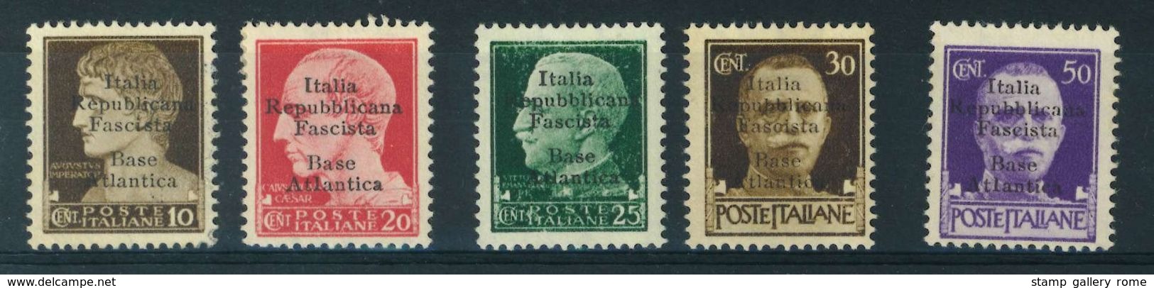 Repubblica Sociale BASE ATLANTICA  ANNO 1943 - POSTA MILITARE S.1 - SASS. 6 + 8/11 - NUOVI GOMMA ORIGINALE - Ortsausgaben/Autonome A.