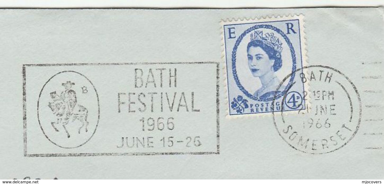 1966 GB COVER SLOGAN Illus HORSE,  BATH FESTIVAL  Stamps Horses - Horses