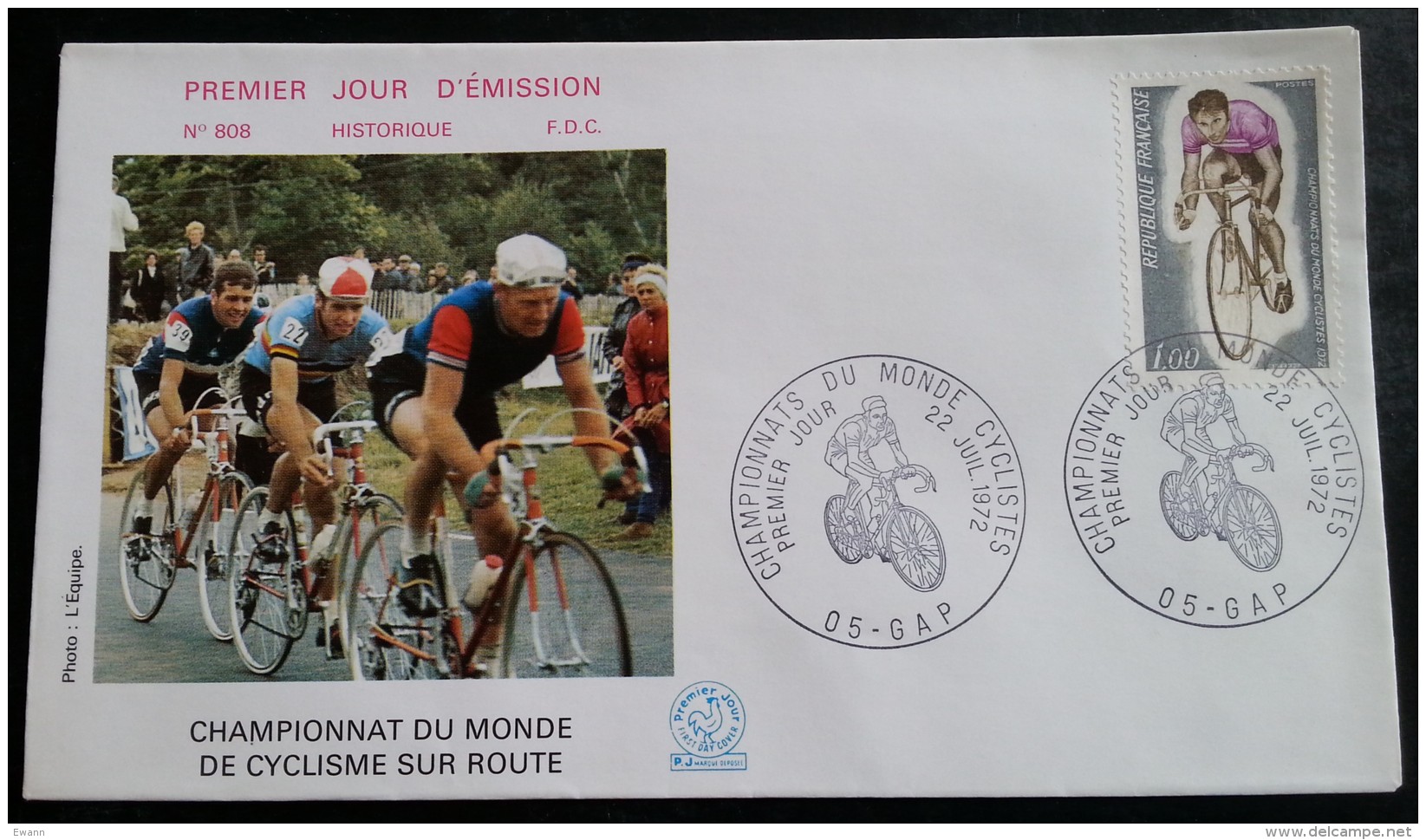 FDC 1972 - YT N°1724 - CHAMPIONNATS DU MONDE CYCLISTES - GAP - 1970-1979