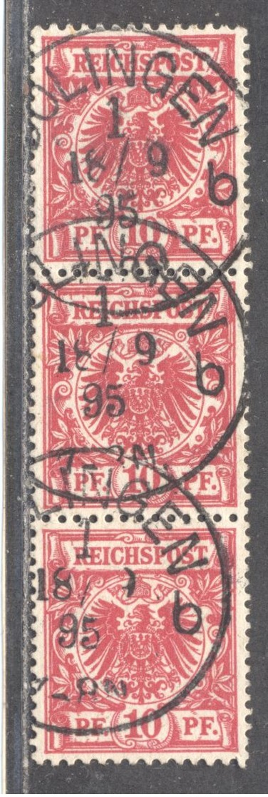 DR 47d Dreierstreifen Gest. Klaucke-Stempel SOLINGEN Gepr. Wiegand BPP - Gebraucht