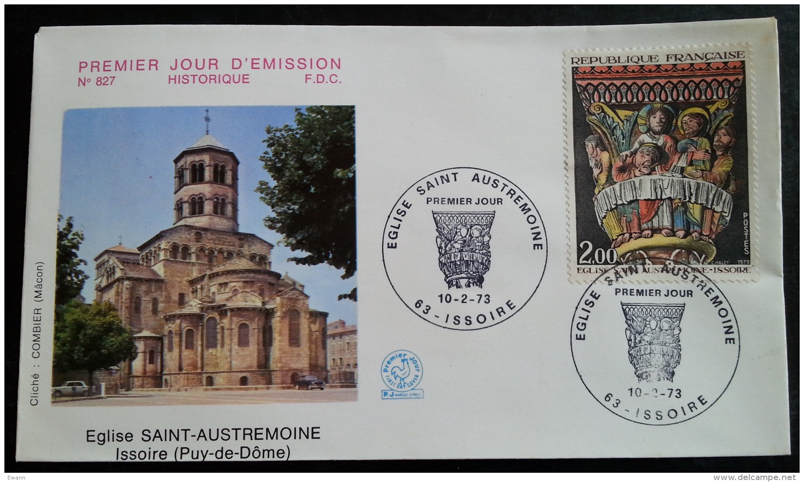 FDC 1973 - YT N°1741 - EGLISE SAINT AUSTREMOINE - ISSOIRE - 1970-1979