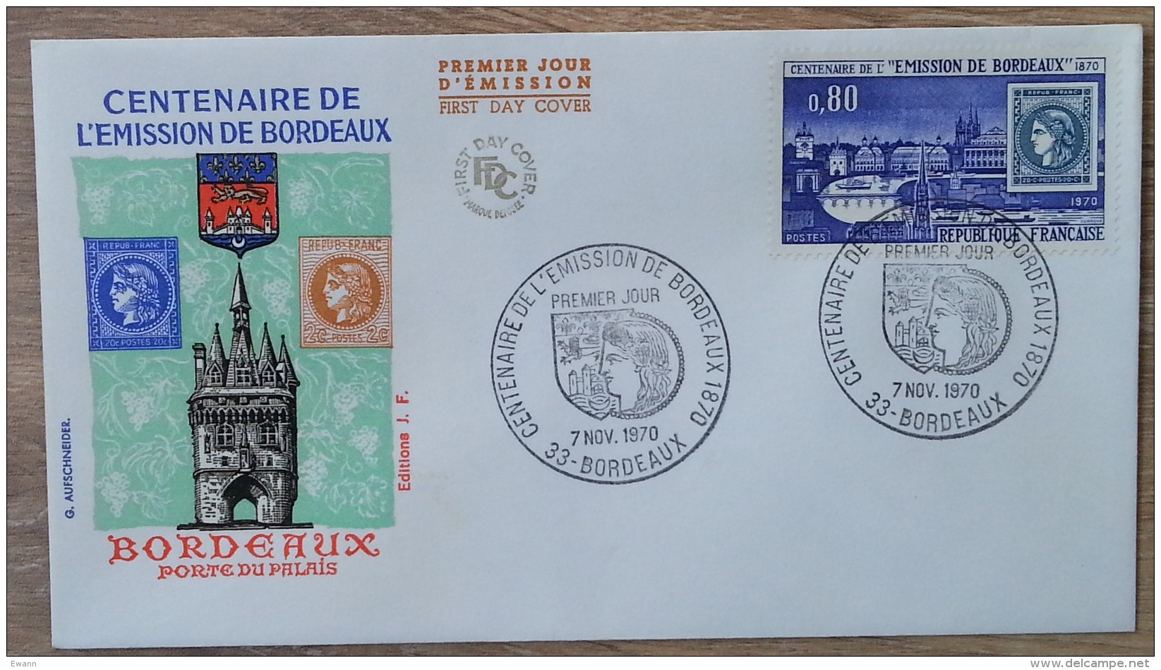 FDC 1970 - YT N°1659 - EMISSION DE BORDEAUX - 1970-1979