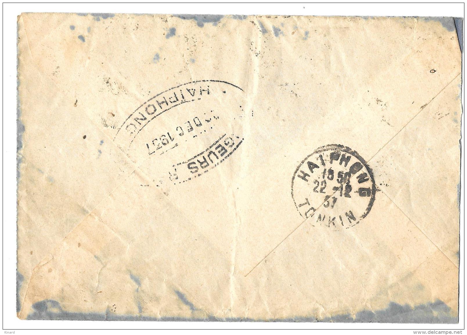 LETTRE DE BORDEAUX POUR HAIPHONG TONKIN ...PAR AVION..LIEU D4ARRIVEE UN BATEAU " CAP PADARAU."1937..VOIR SCAN. - Briefe U. Dokumente