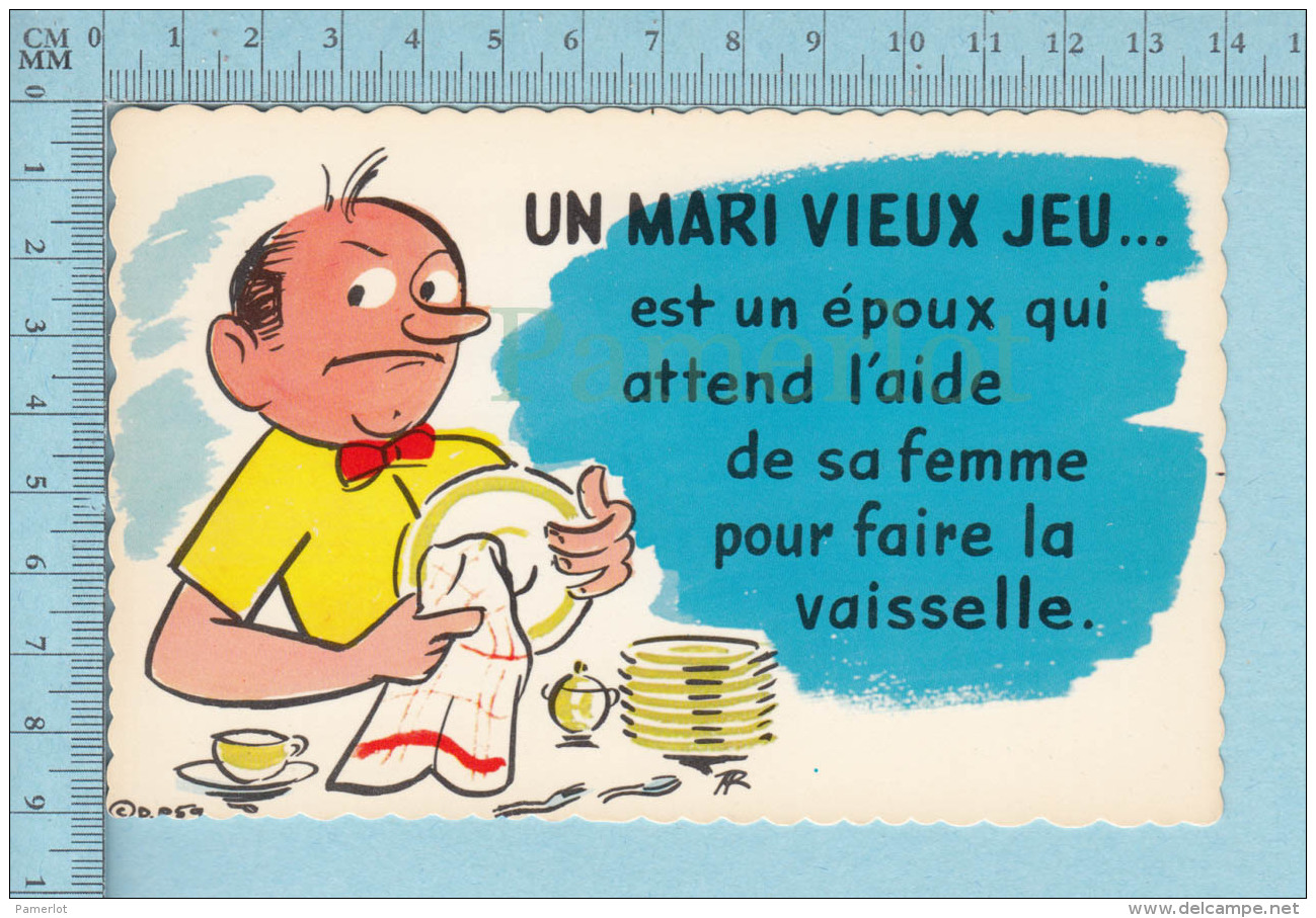 Humour, Comics -  Un Marie Vieux Jeu, Attend L'aide De Sa Femme ...  - Carte Postale - Humour