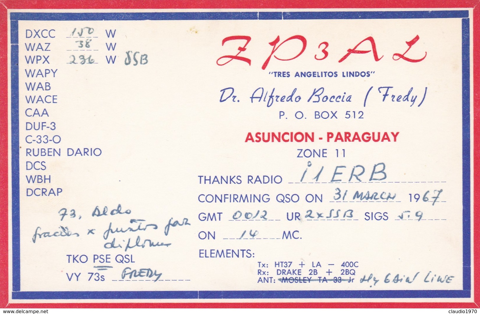 CARTOLINA - POSTCARD - PARAGUAY - RADIO AMATORI ASUNCION - Paraguay