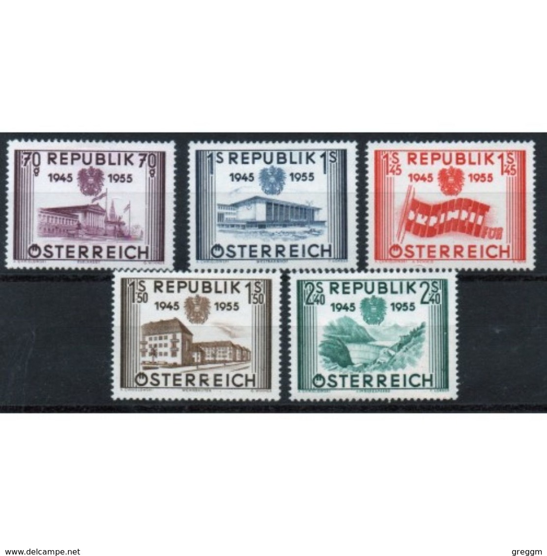 Austria 1955 Set To Celebrate The 10th Anniversary Of Re-establishment Of Austrian Republic. - Unused Stamps