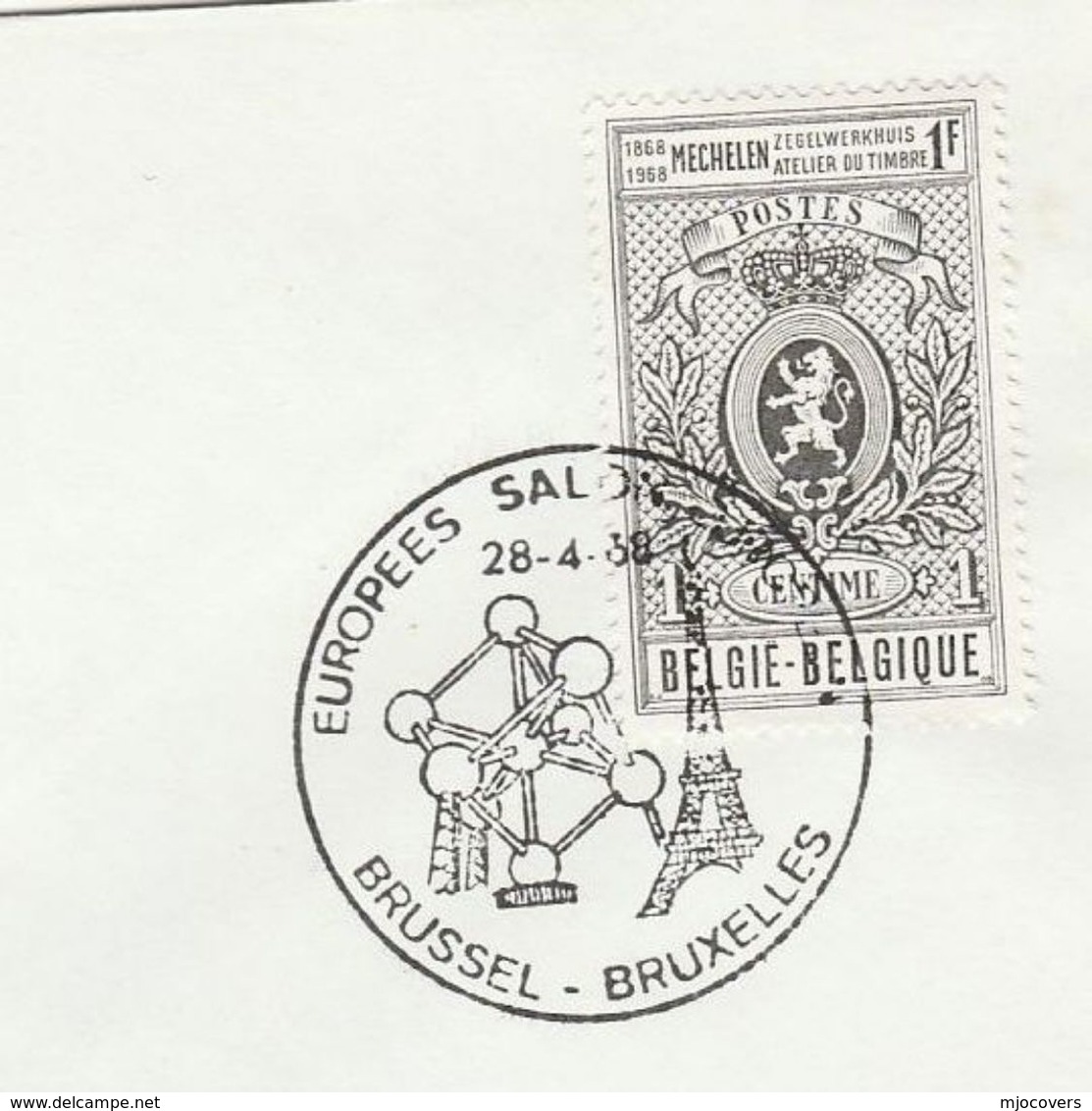 1968 Belgium ATONIUM EVENT COVER European Salon IRON CRYSTAL STRUCTURE , EIFFEL TOWER, Minerals Stamps - Minerals