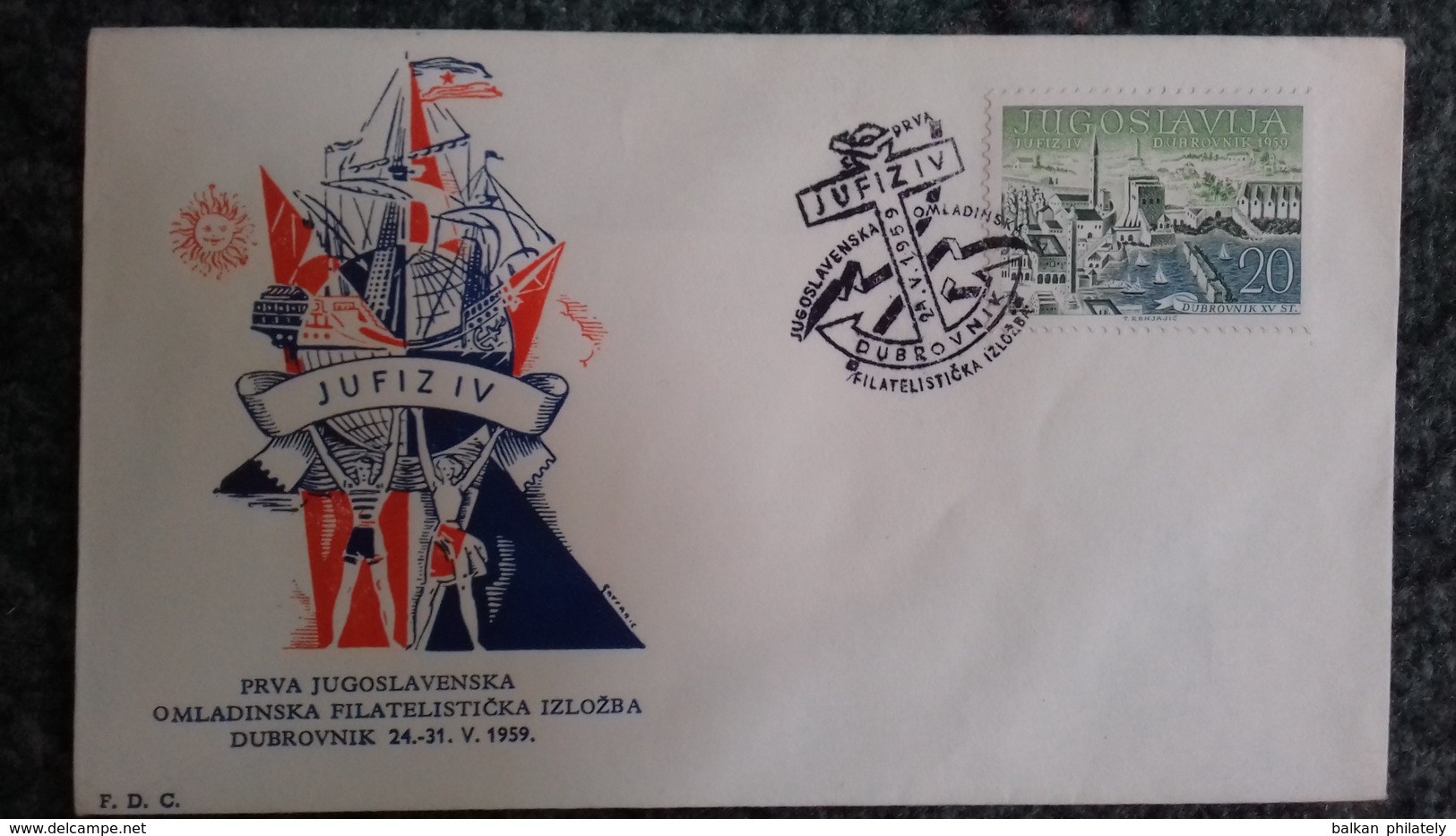 Yugoslavia 1959 Philately Exhibition JUFIZ IV In Dubrovnik Croatia Boats Architecture Cover FDC - FDC