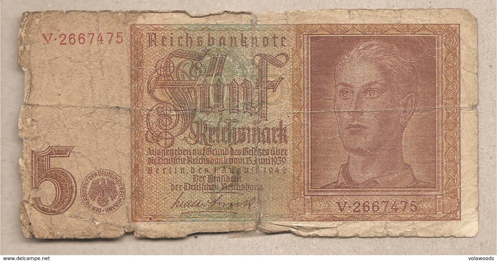 Germania - Banconota Circolata Da 5 Marchi P-186a.1 - 1942 #17 - 5 Reichsmark