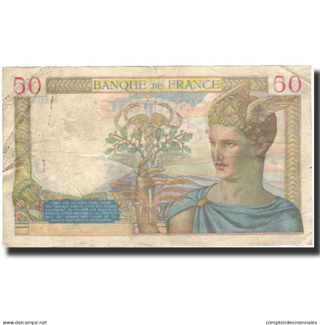 France, 50 Francs, 50 F 1934-1940 ''Cérès'', 1938-03-31, TB+, KM:85b - 50 F 1934-1940 ''Cérès''