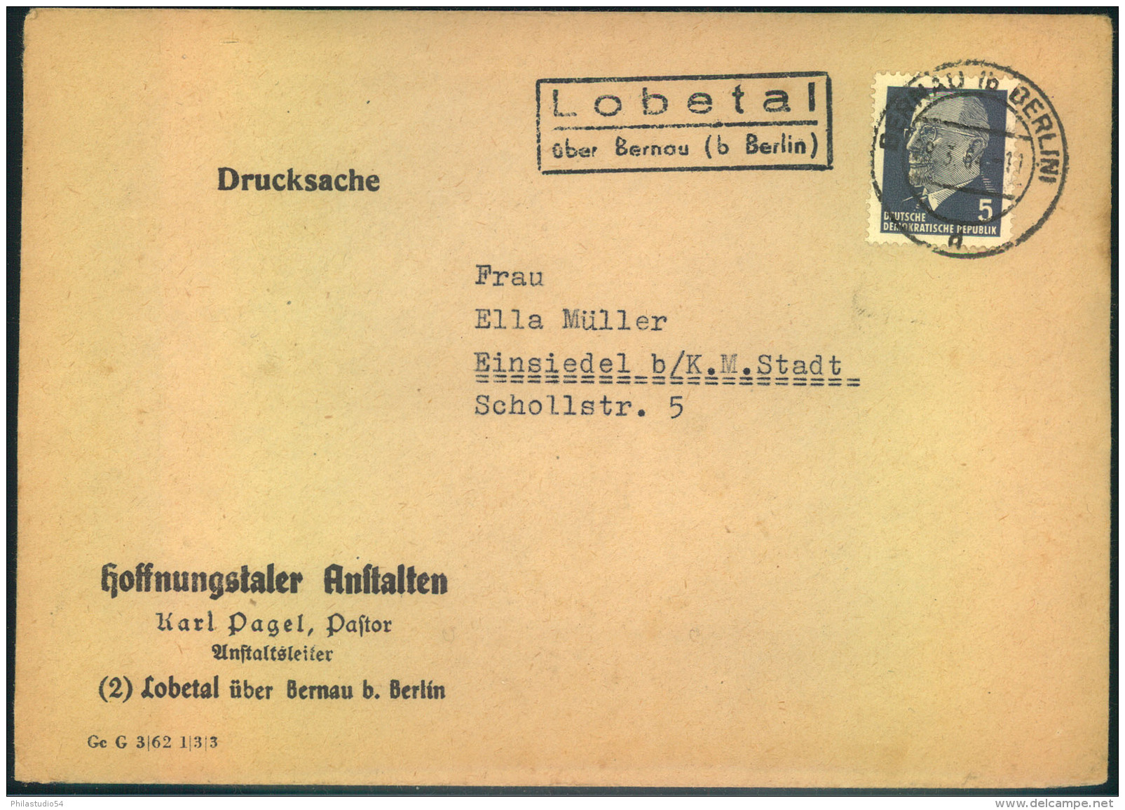 196+4, ""Lobetal über Bernau (b. Berlin)"", Poststellenstempel Glasklar Auf Drucksache. - Sonstige & Ohne Zuordnung