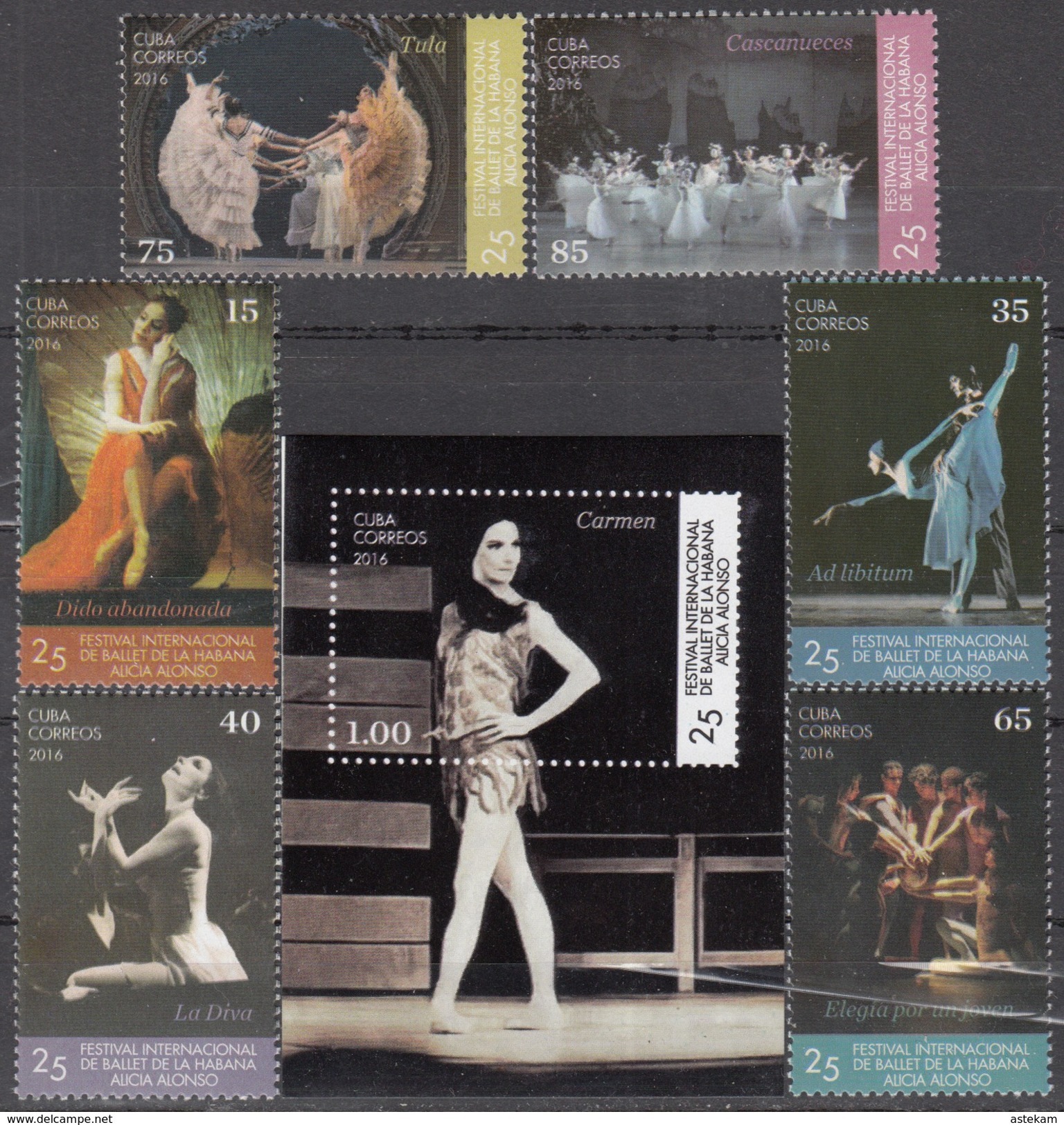 CUBA 2016, INTERNATIONAL BALLET FESTIVAL ALICIA ALONSO, COMPLETE, MNH SET With BLOCK, GOOD QUALITY, *** - Neufs