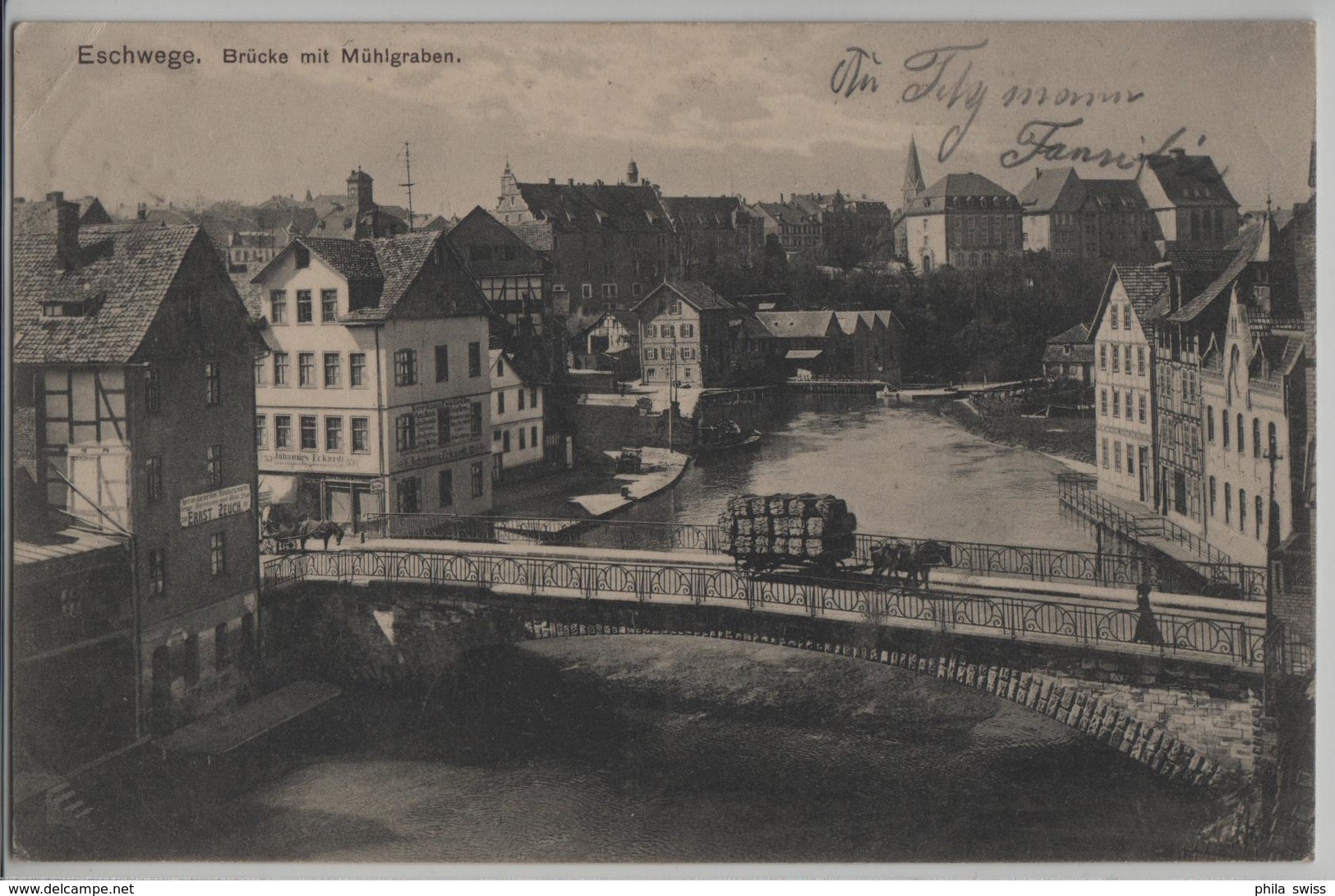 Eschwege - Brücke Mit Mühlgraben - Holzfuhrwerk - Eschwege