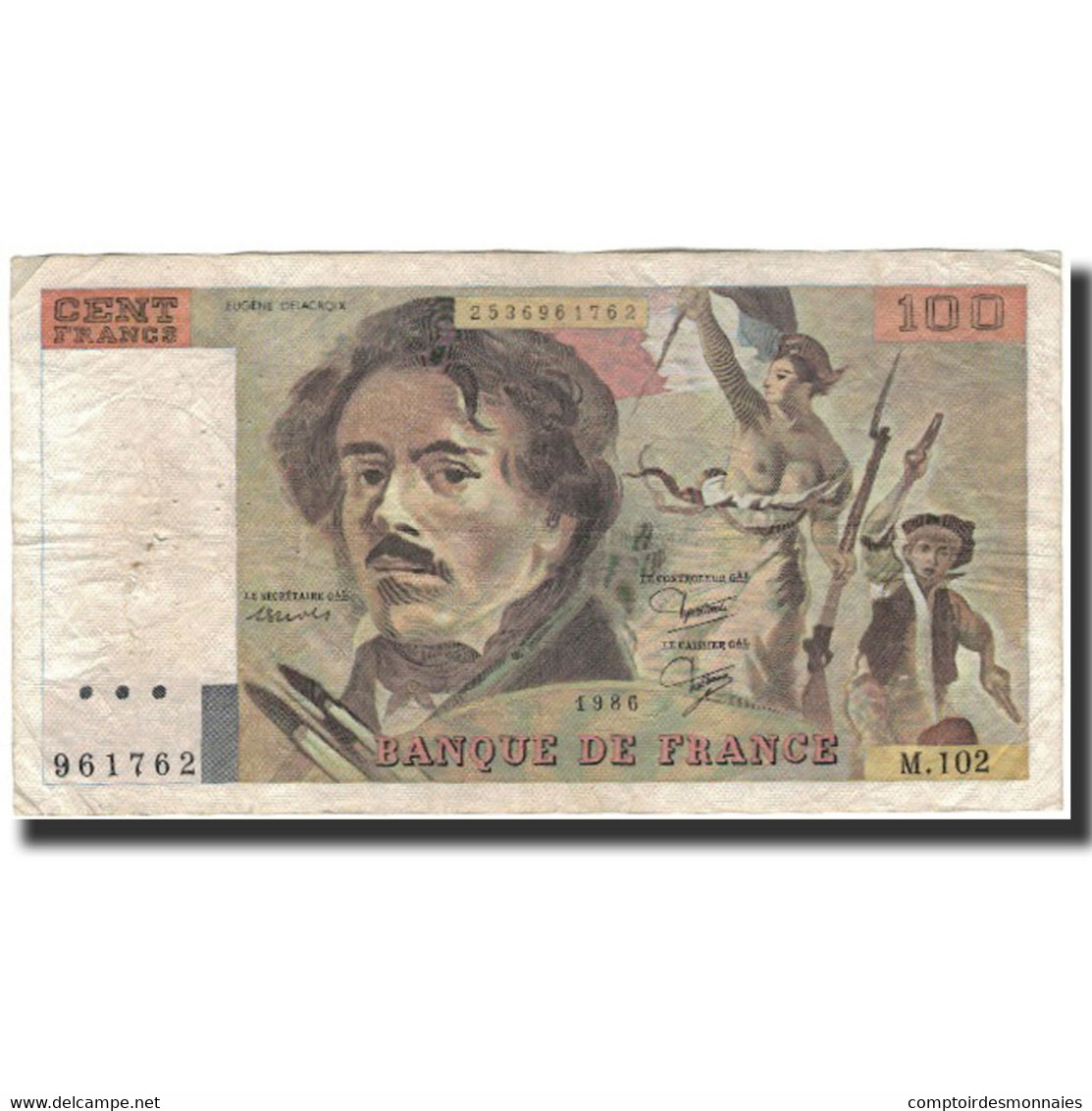 France, 100 Francs, 100 F 1978-1995 ''Delacroix'', 1986, TB, Fayette:69.10 - 100 F 1978-1995 ''Delacroix''