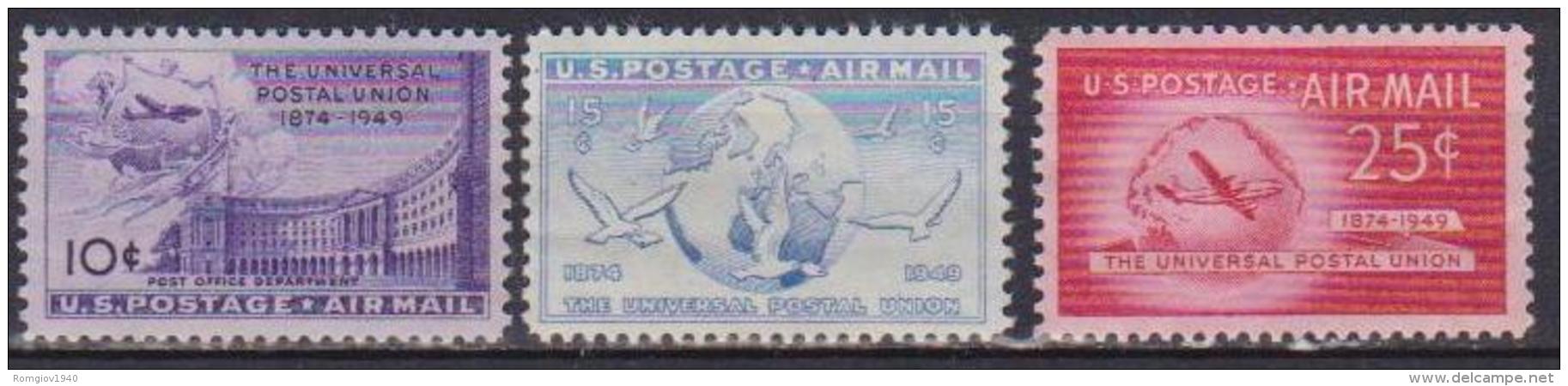 STATI UNITI D'AMERICA  1949 POSTA AEREA U.P.U. UNIF. A42-A44 MNH XF - 2b. 1941-1960 Unused