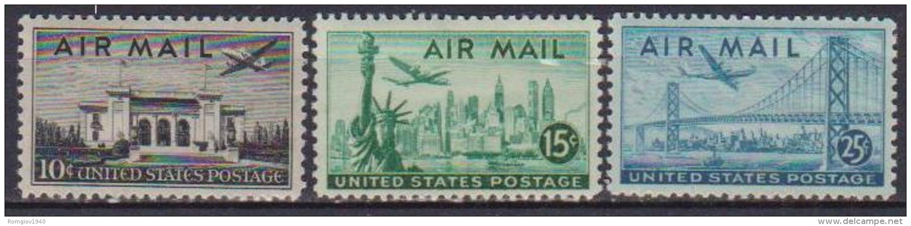 STATI UNITI D'AMERICA  1947  POSTA AEREA  VEDUTE DIVERSE UNIF. A34-A36 MNH XF - 2b. 1941-1960 Neufs