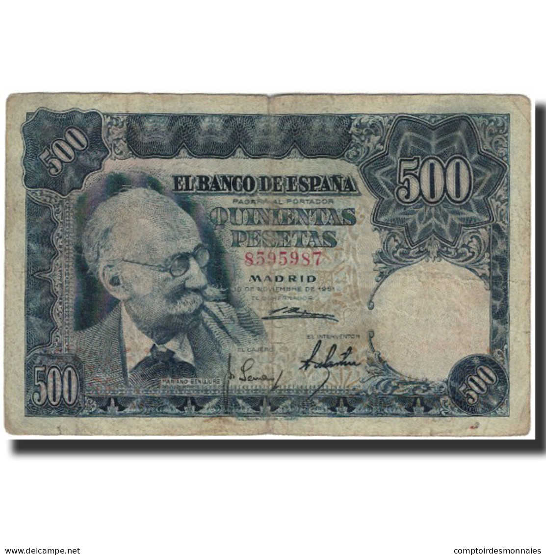 Billet, Espagne, 500 Pesetas, 1951-11-15, KM:142a, B+ - 500 Peseten