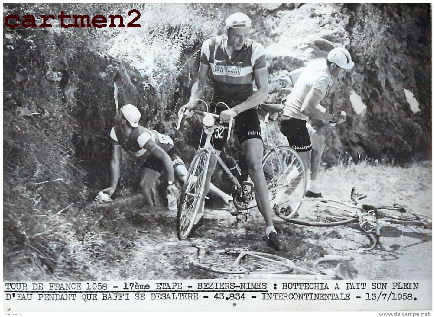 PHOTOGRAPHIE ANCIENNNE TOUR DE FRANCE 1958 BEZIERS-NIMES BOTTECHIA CYCLISME SPORT CYCLISTE INTERCONTINENTALE - Sports