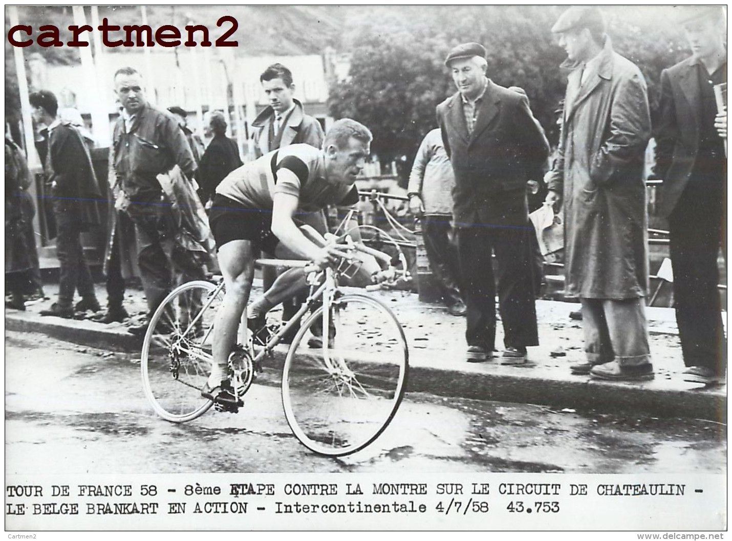 PHOTOGRAPHIE ANCIENNNE TOUR DE FRANCE 1958 LE BELGE BRANKART CHATEAULIN CYCLISME SPORT CYCLISTE - Sports