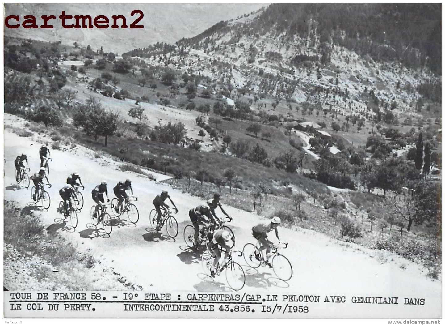 PHOTOGRAPHIE ANCIENNNE TOUR DE FRANCE 1958 CARPENTRAS-GAP GEMINIANI COL DU PERTY CYCLISME SPORT CYCLISTE - Sports