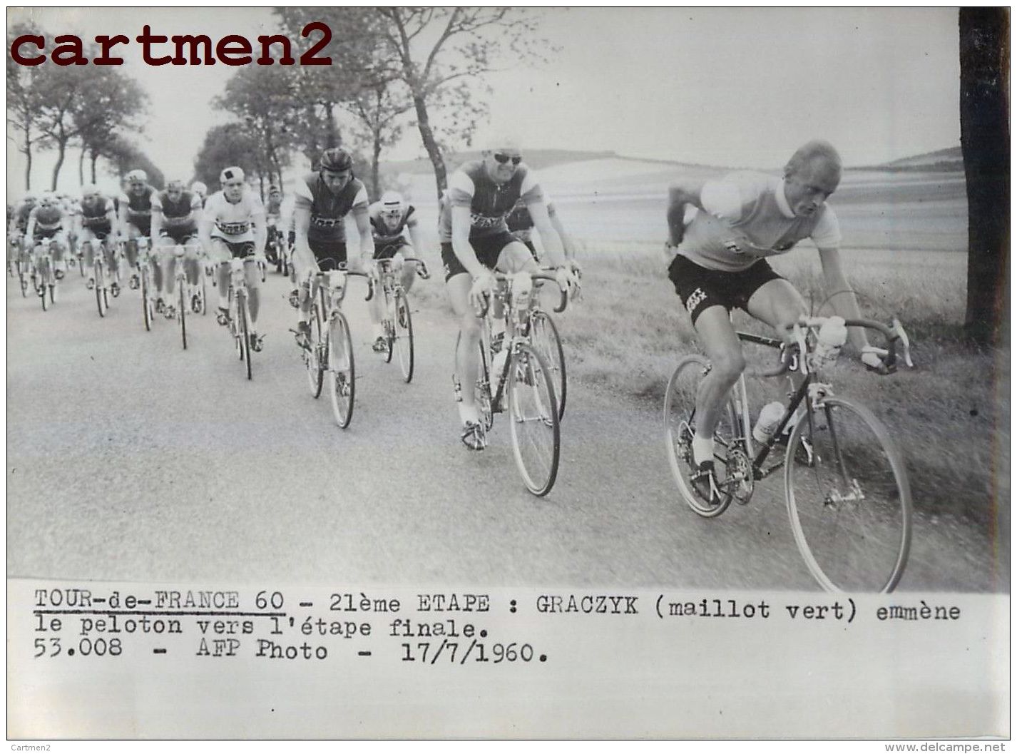 PHOTOGRAPHIE ANCIENNNE TOUR DE FRANCE 1960 GRACZYK PELOTON CYCLISME SPORT CYCLISTE - Sports