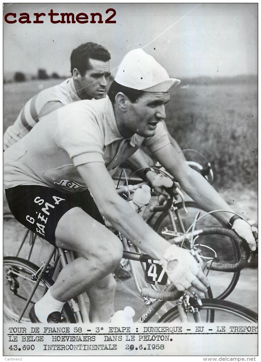 PHOTOGRAPHIE ANCIENNNE TOUR DE FRANCE 1958 DUNKERQUE EU LE TREPORT LE BELGE HOEVENAERS CYCLISME SPORT CYCLISTE - Cyclisme