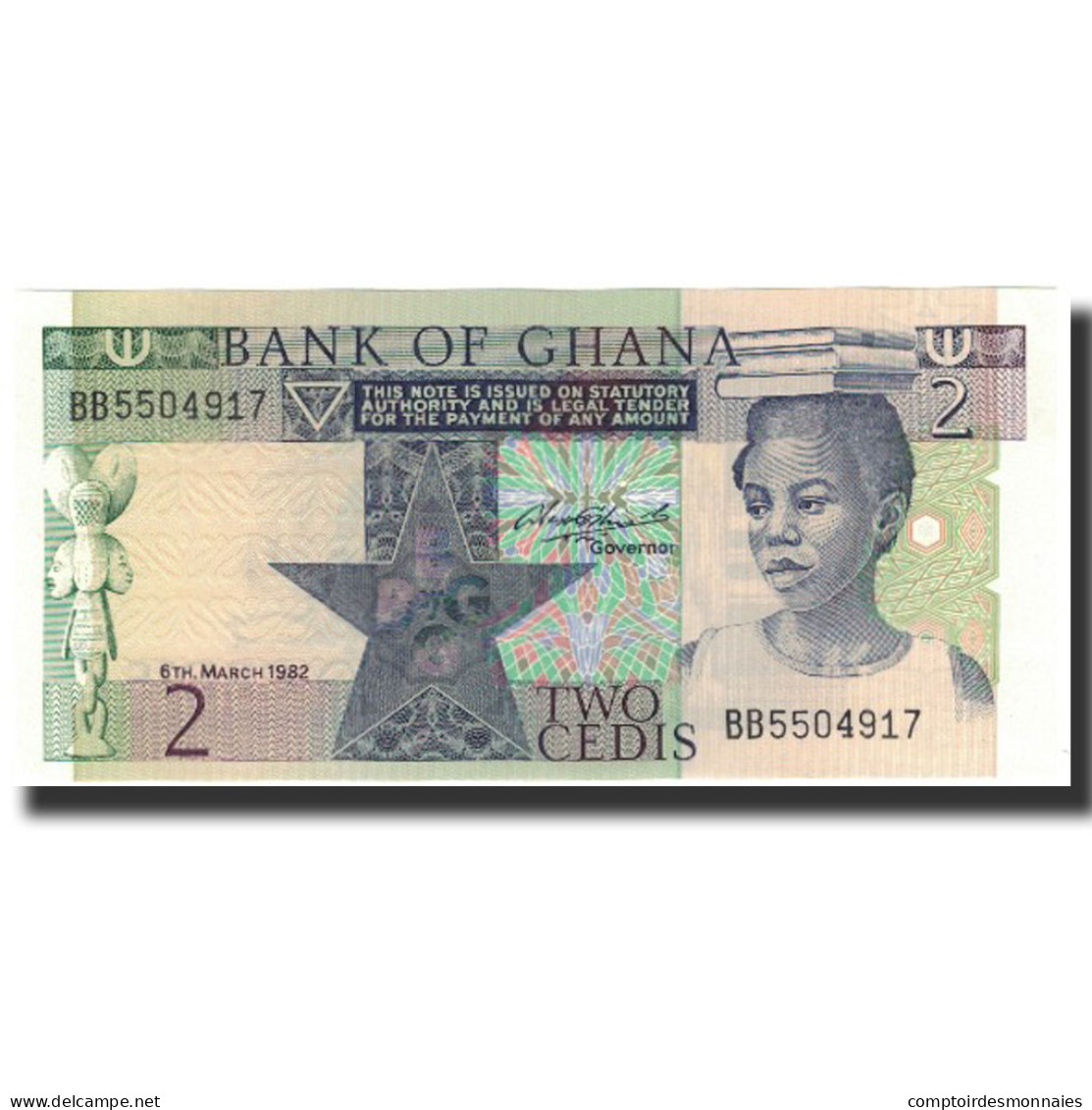 Billet, Ghana, 2 Cedis, 1982-03-06, KM:18d, NEUF - Ghana