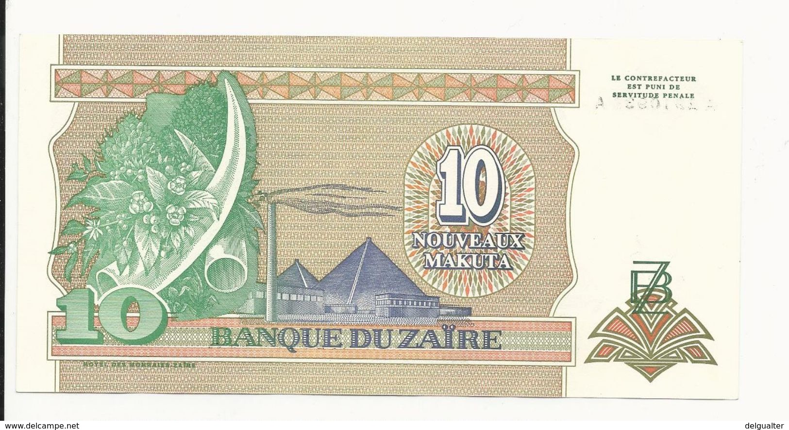 Zaire 10 Nouveaux Makuta 1993 UNC - Zaire