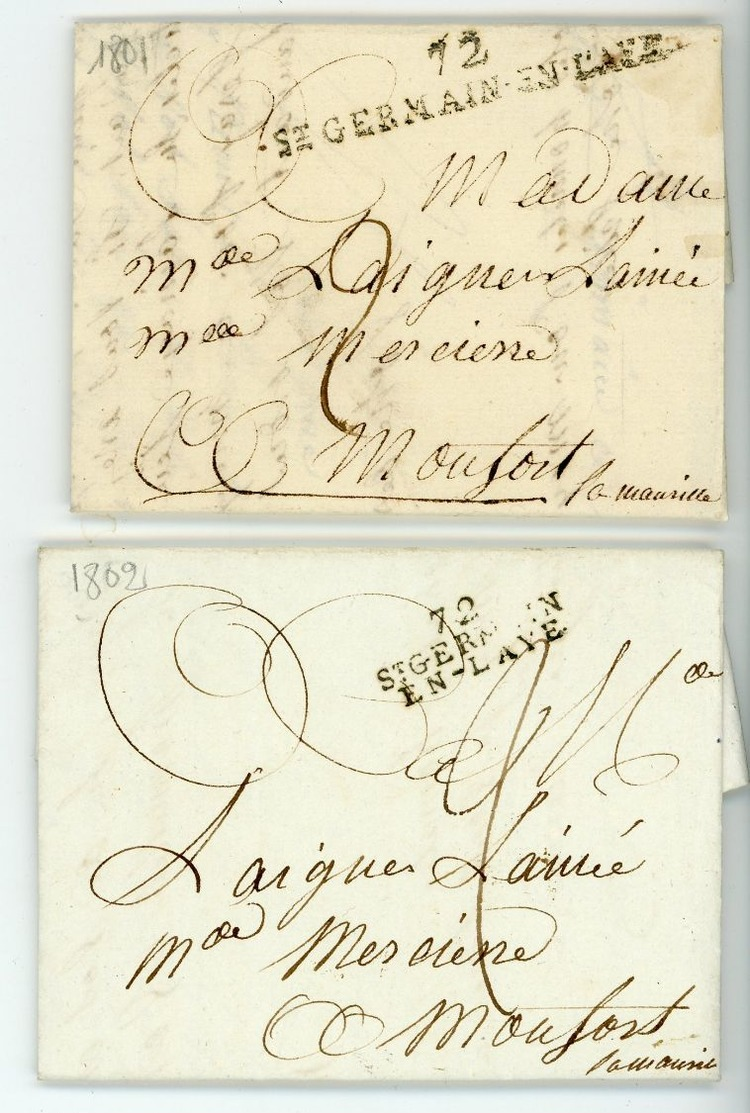 SEINE ET OISE LAC 1801 ET 1802 LOT DE 2 MARQUE DE ST GERMAIN EN LAYE DIFFERENTES - 1801-1848: Précurseurs XIX