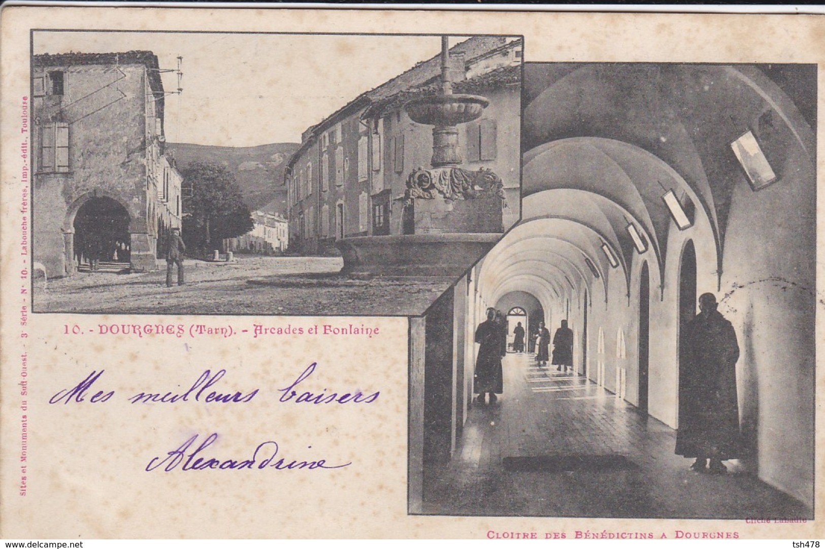 81----DOURGNES---arcades Et Fontaine--( TACHES )--voir 2 Scans - Dourgne