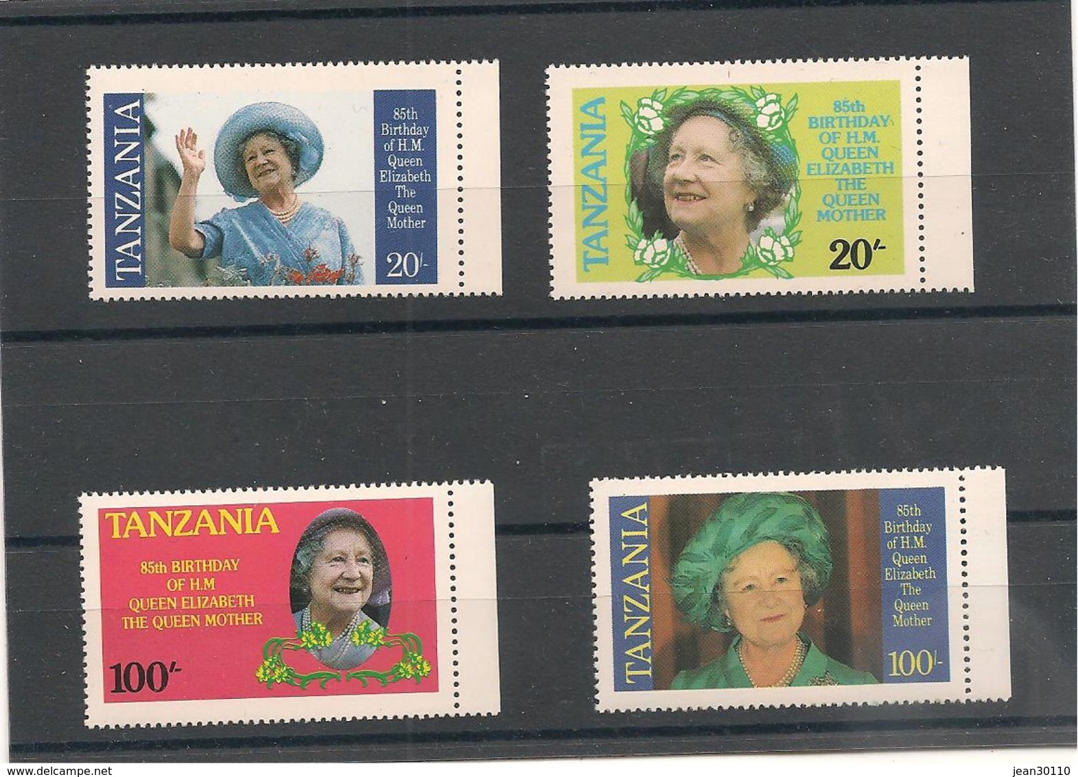 TANZANIE Année 1985  85 ème Anniversaire De La Reine-mère Elisabeth N°Y/T : 262A/D** - Tanzania (1964-...)