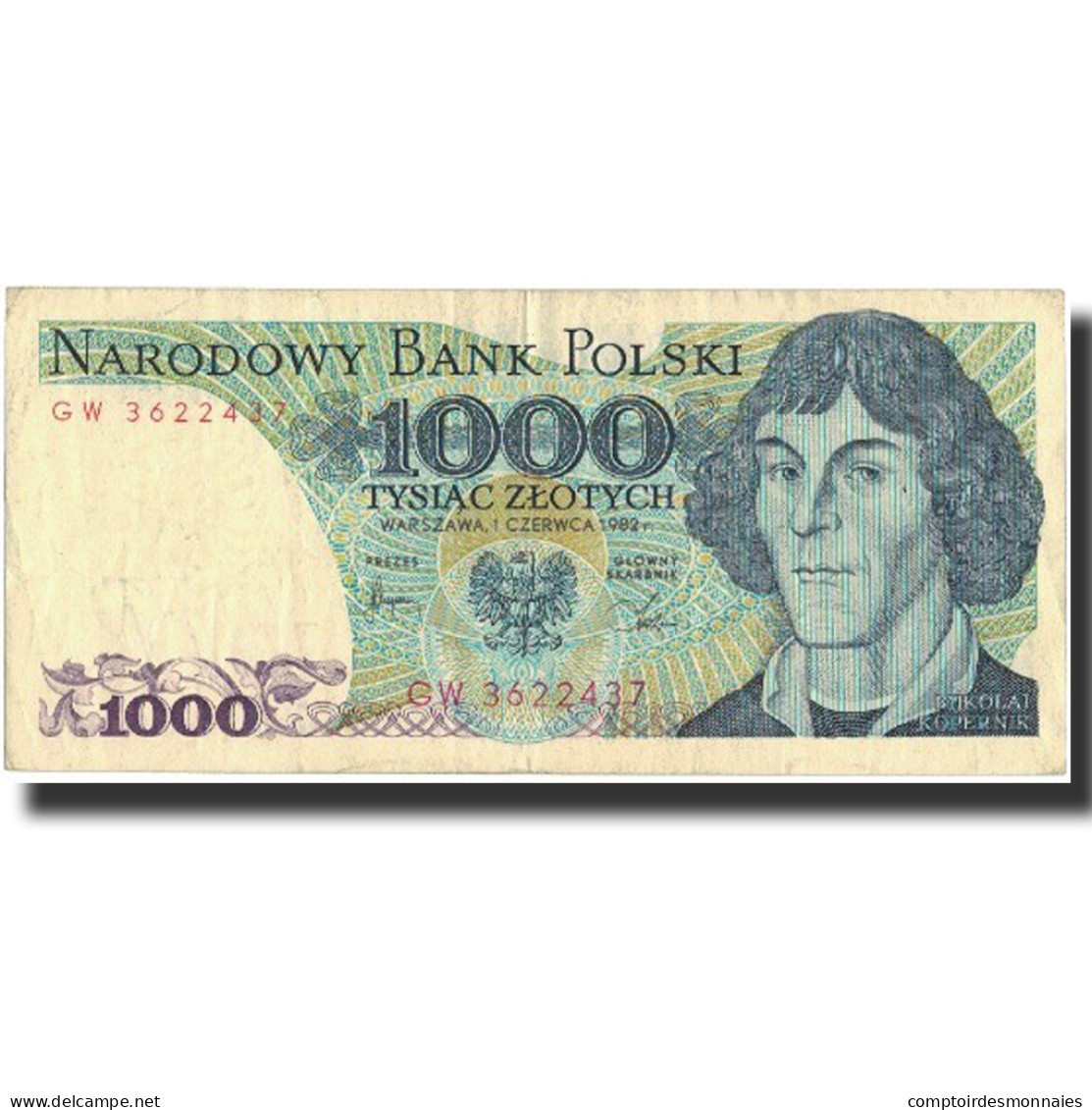 Billet, Pologne, 1000 Zlotych, 1982, 1982-06-01, KM:146c, TTB - Pologne