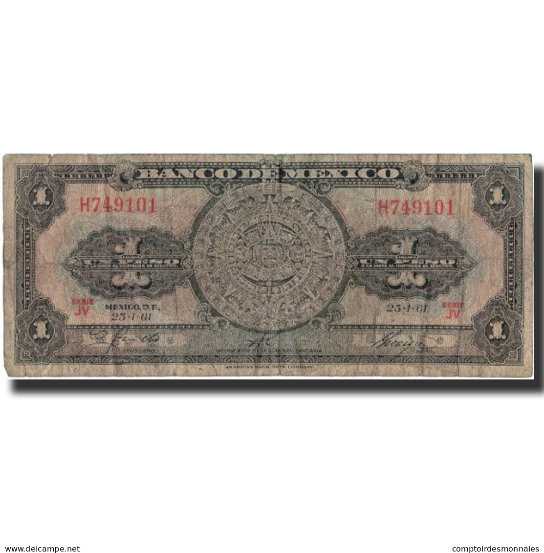 Billet, Mexique, 1 Peso, 1961, 1961-01-25, KM:59g, TB - Mexico