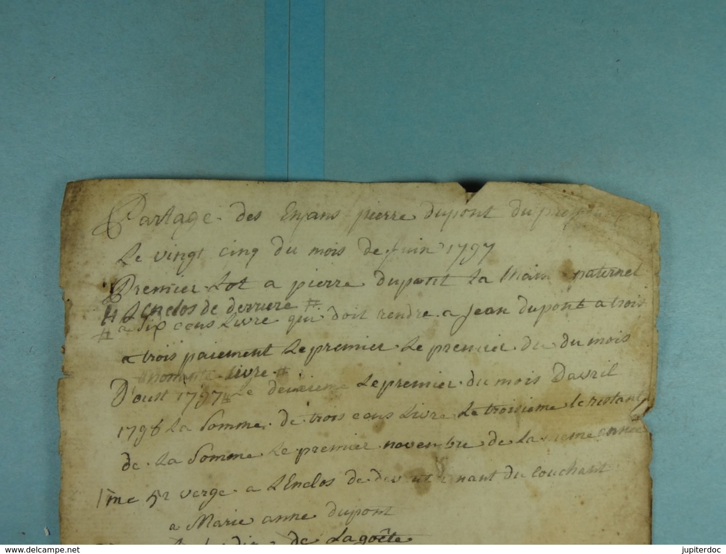 Acte Notarié 1797 Partage Des Enfants Dupont De Presgaux /2/ - Manoscritti