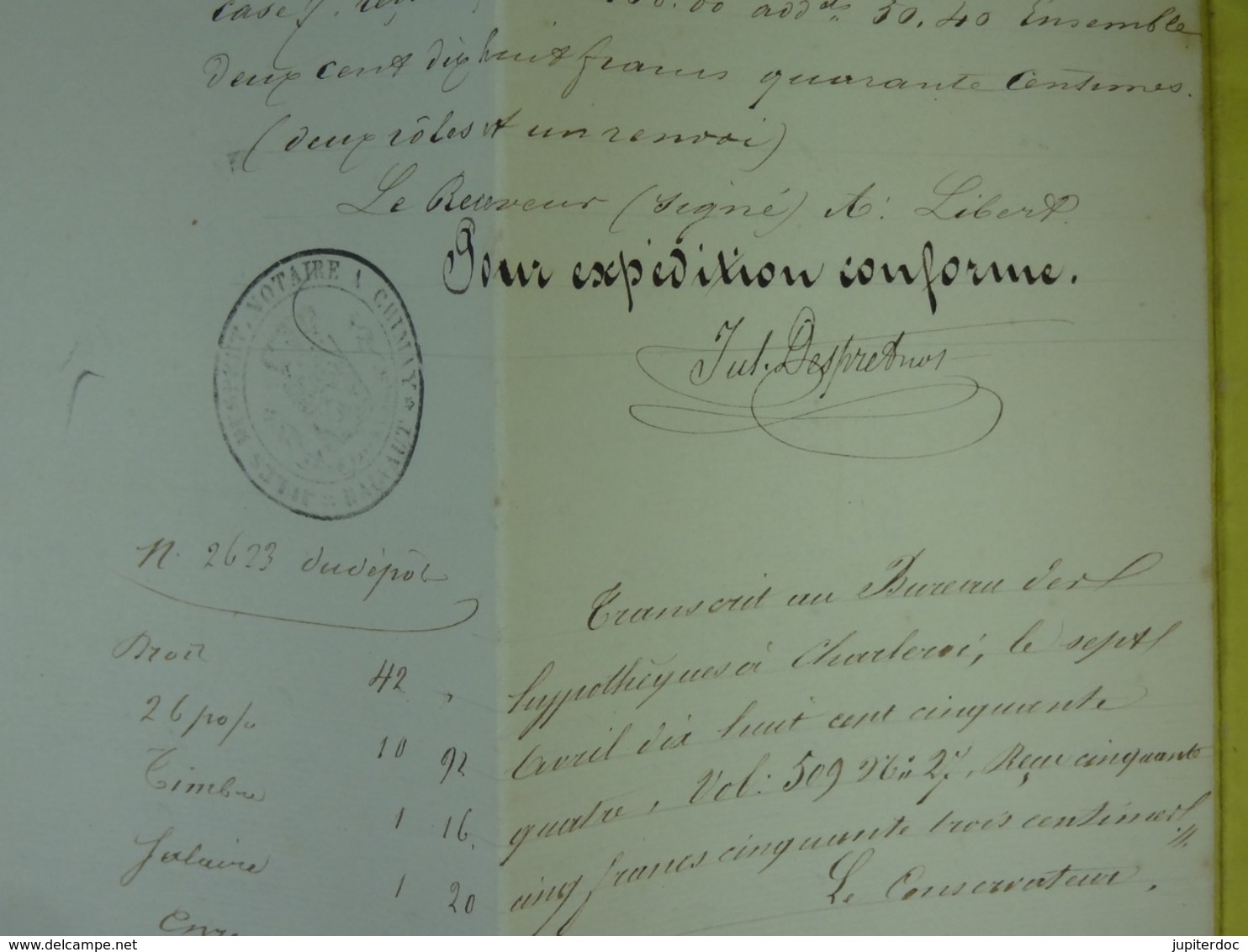 Acte Notarié 1854 Vente Seutin De Frasnes à Coulonval De Vaulx /6/ - Manuscrits